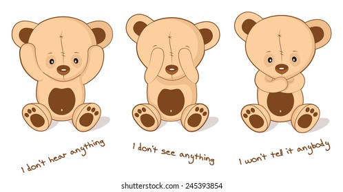 Three sitting teddy bear