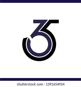 three six and five numbers logo vector