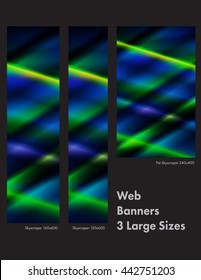 Three sizes of common web banners in a stunning stained glass design.  Vector EPS-10 file, transparency used. 