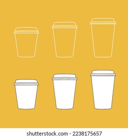 Three sizes of takeaway cups. A cup to carry. One Cup. Realistic Mockup.