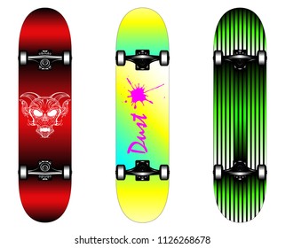 three skateboards style
