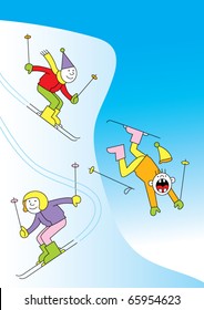 Three Skiers On The Slopes