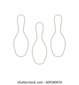 three skittles. bowling game. white background. vector illustration.
