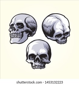 three skull logo vector design