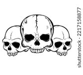 three skull set isolated in white background