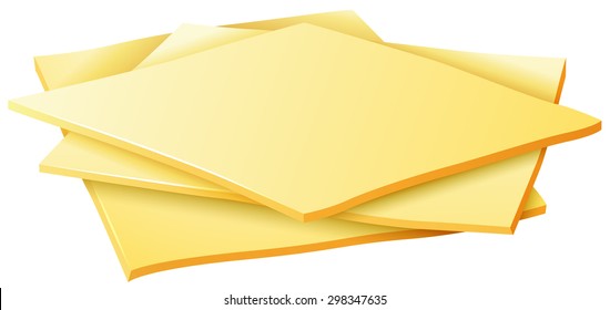 Three slices of cheese on a white background