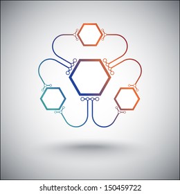 three small cells are connected by double lines with the basic unit