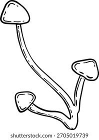 Tres Pequeñas setas doodle lineales