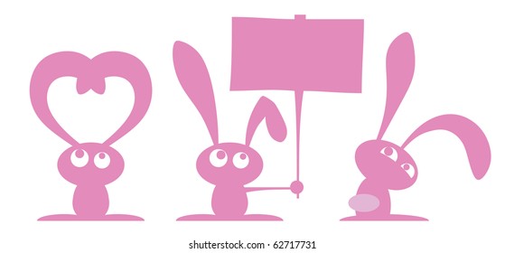 Three small pink rabbits