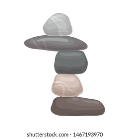 Three small stones lie on the big one. Vector illustration on white background.