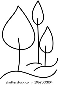 Three small trees, icon illustration, vector on white background