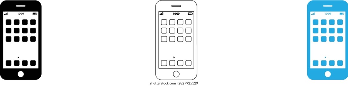 Three smartphone keypad designs in simple style