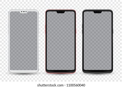 Three smartphone mockup. Stock vector illustration for printing, web element, Game demo and application mockup.