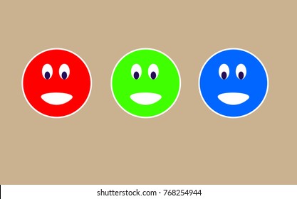 Three Smileys. Vector illustration.