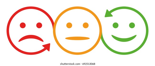 Three smilies with arrow - stock vector