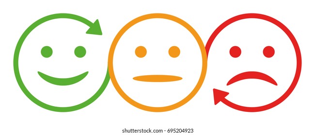 Three smilies with arrow - vector