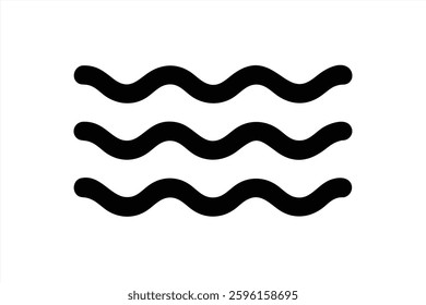 Three smooth, wavy lines are arranged horizontally, symbolizing flowing water. The design is minimalist and modern, ideal for various creative projects and themes.