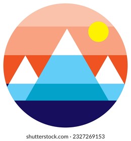 three Snow Mountains with Sun