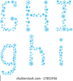 Three snowflake letters. Vector illustration.