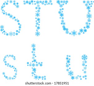 Three snowflake letters. Vector illustration.