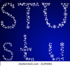Three snowflake letters. Vector illustration.