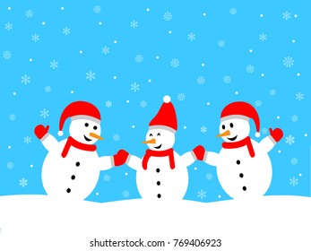 Three Snowman playing around