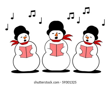 three snowman singing christmas carol