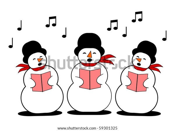 Three Snowman Singing Christmas Carol Stock Vector (Royalty Free ...