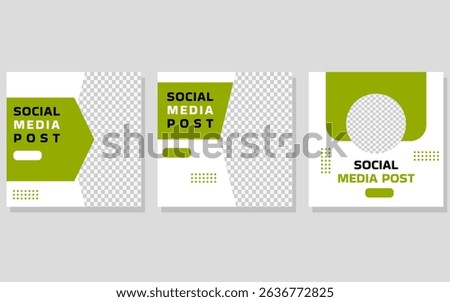 Three social media post templates with a green and white color scheme.