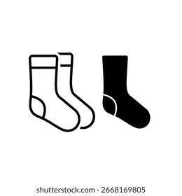 Three socks are displayed, two outlined and one solid black.
