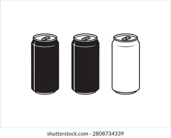 Three soda cans in different colors on white background