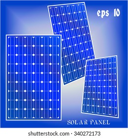 three solar panels on a blue background