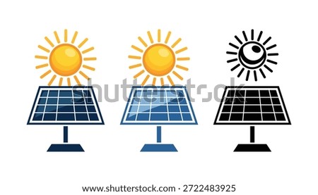 Three Solar Panels Under Different Sunlight Conditions With Yellow Blue And Black Color Schemes