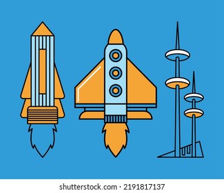 three space outer set icons