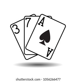 Three spades playing cards vector illustration