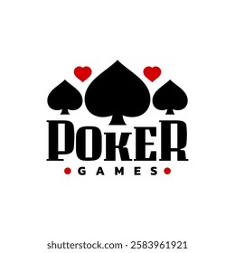 three spades and two hearts logo. poker games logo template. card game logo icon.