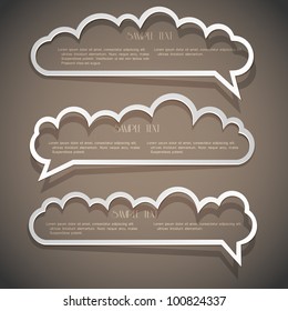 Three speech bubbles from paper outline.Vector eps 10