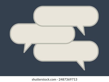 Three speech bubbles or speech bubbles representing a conversation on blue background