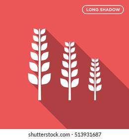 Three spike vectors icons with long shadow on red background