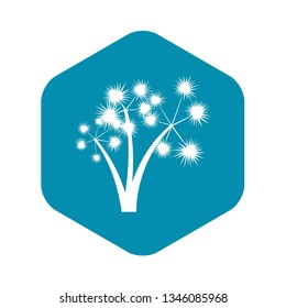 Three spiky palm trees icon in simple style isolated on white background. Flora symbol