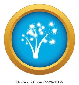 Three spiky palm trees icon blue vector isolated on white background for any design
