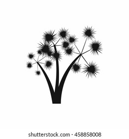 Three spiky palm trees icon in simple style isolated on white background. Flora symbol