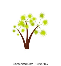 Three spiky palm trees icon in flat style isolated on white background. Flora symbol