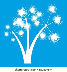 Three spiky palm trees icon white isolated on blue background vector illustration