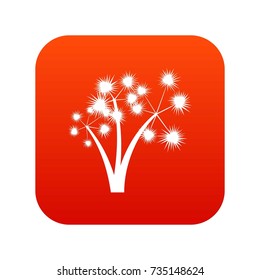 Three spiky palm trees icon digital red for any design isolated on white vector illustration