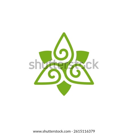 three spiral leaves trinity icon logo, leaf triangle for nature industri, triangular, elegant, minimalist
