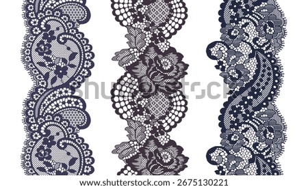 Three spiral-composed asymmetrical lace trim