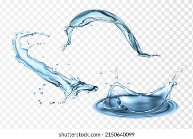 Three splashes of water. Vector illustration.