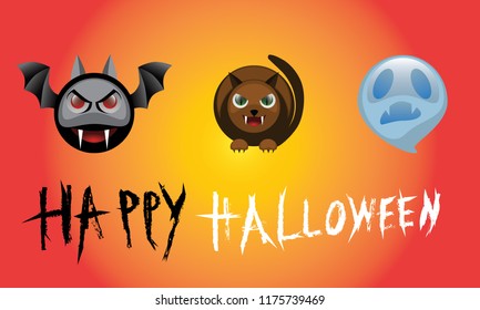 Three spooky monster Happy Halloween