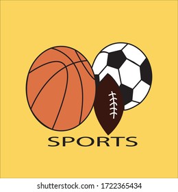 three sports ball vector illustration
